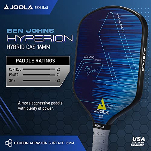 JOOLA Hyperion Blue Carbon Fiber Pickleball Paddle - Control & Power, USAP Approved, Aero Curve, Feel-Tec Grip, NFC Chip