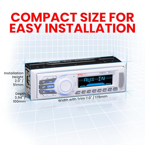 White Marine Receiver Mechless Bluetooth USB MP3 Aux-In - Weatherproof