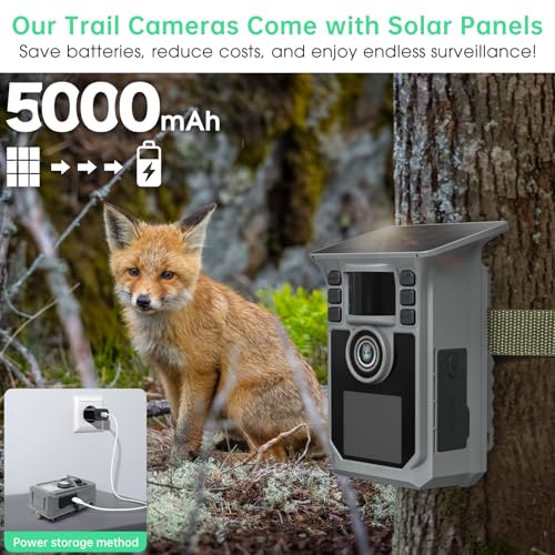 FRKTCAM Grey Solar Trail Camera 4K 64MP WiFi Bluetooth Night Vision Waterproof