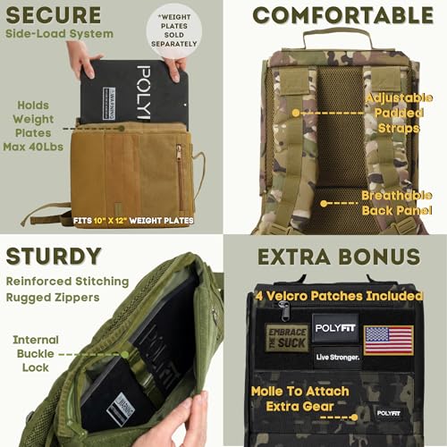 Polyfit Rucking Backpack 2.0 Black - Side-Loading Weight Plate Pack