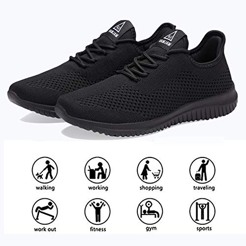 Men's Lightweight Breathable Running Shoes with Non-Slip Sole - Allblack015 10.5