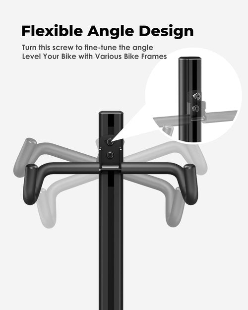 Viozon Adjustable Bike Floor Stand, Aluminum Alloy Vertical Bicycle Storage Rack with Height & Angle Adjustment, EVA Protective Hooks & Wheel Strap, Max Load 33lbs, Space-Saving Bike Rack