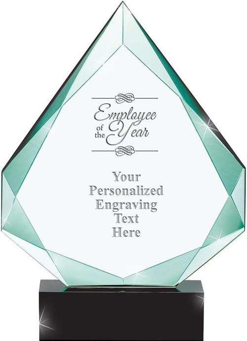 Crown Awards Personalized Crystal Trophy - 9" Engraved Legacy Jade Award for Recognition