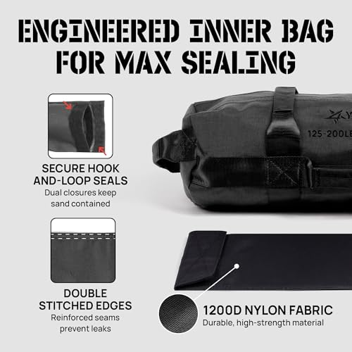 Yes4All XL Adjustable Sandbags for Weight Training - Black, 125-200 lbs