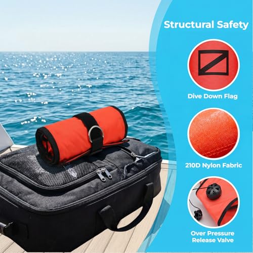 6ft Surface Marker Buoy with 100ft Reel Diver Safety Signaling Equipment