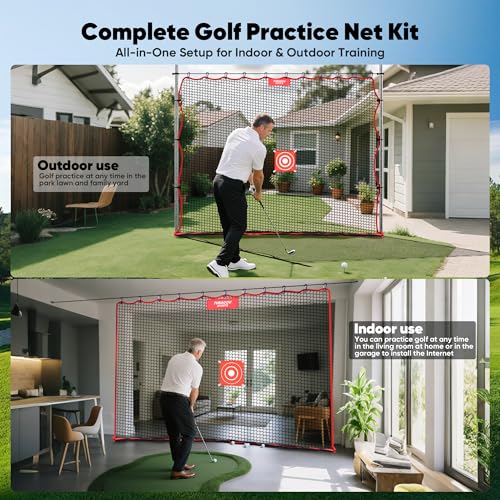 TUBAGOU 10x20FT Golf Practice & Multi-Sport Net - Backyard Hitting Net with Accessories