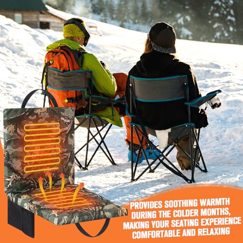 Heated Hunting Seat Cushion with Back Support - Woodland Camo, 2 Pack