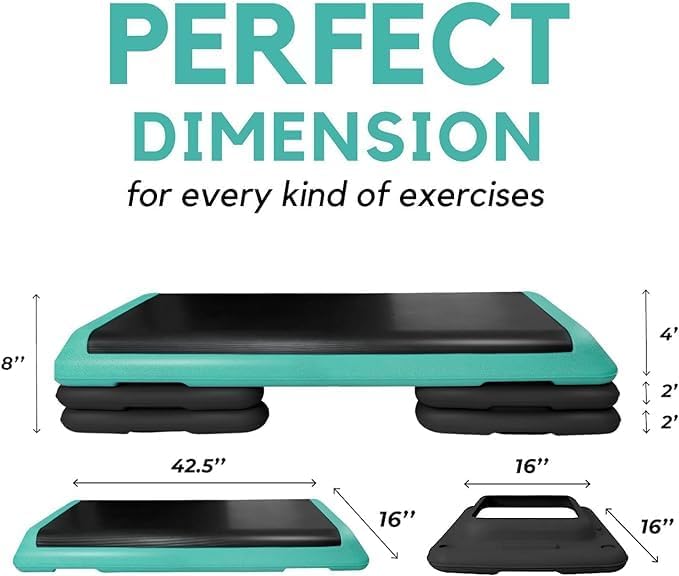 Yes4All Adjustable Aerobic Exercise Step Platform - Health Club Size with 4 Risers Included