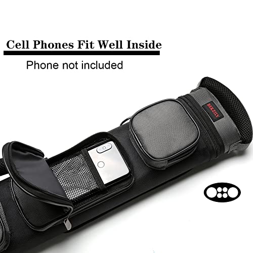 2x4 Hard Shell Pool Cue Case - Black Waterproof Billiard Cue Holder with Accessories