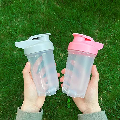 GAISHION White Pink Shaker Bottle Set 10oz Protein Shaker Cups with Whisk Balls