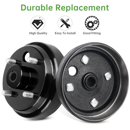 10L0L Black 2-Pack Golf Cart Brake Drum/Hub Assembly for EZGO TXT Electric, OEM Replaces 19186G1P