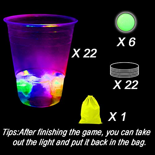 Glow-in-The-Dark Beer Pong Game Set for Indoor Outdoor Parties