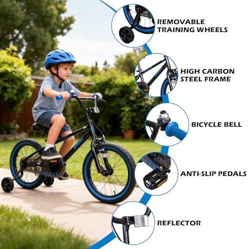 WEIZE Nighthawk 16 Inch Kids Bike for Boys & Girls Ages 4-12 — Lightweight & Easy to Handle