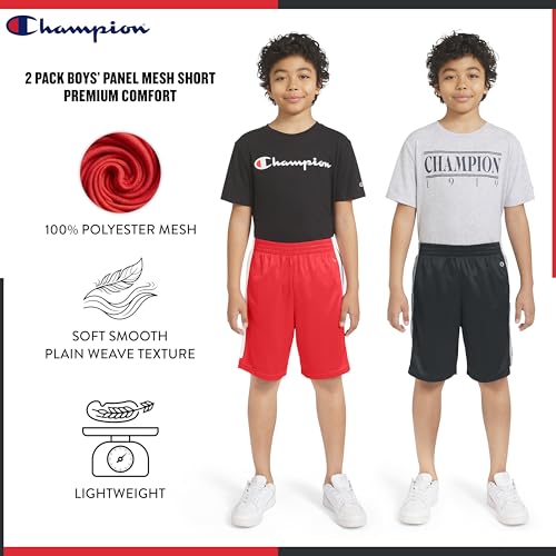 Champion Boys Mesh Basketball Shorts 2 Pack - X-Large Signature Red/Black