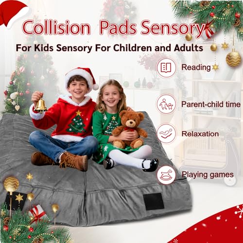 5FT Grey Sensory Crash Mat for Kids Autistic Children Soft Foam Landing Zone