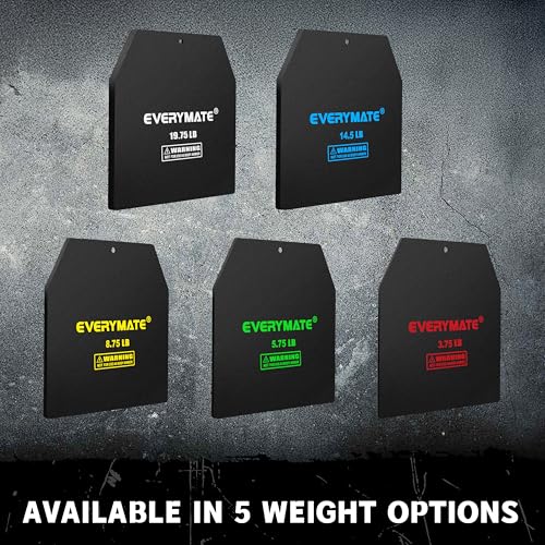 EVERYMATE 19.75LB Weighted Vest Plates - Contoured Fit for Training & WODs - Straight Pair