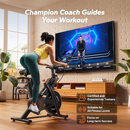 Merach Red Magnetic Exercise Bike for Home Gym – Low Noise, Self-Powered