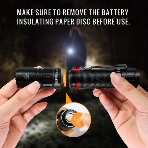 Sofirn SK30 Tactical Flashlight Rechargeable 3000 High Lumens Pocket Flashlight Dual Switches 6 Modes Super Bright IP68 LED Flashlight for Camping, Home, Emergency, Rescue, Hunting, Inspection, Repair
