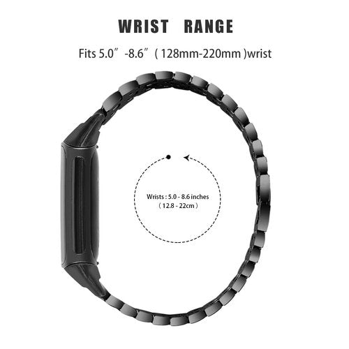 Bling Diamond Bracelet Compatible with Fitbit Charge 6/Charge 5,Bands Metal Classy Stainless Steel Wrist Bands Waterproof Strap for Fitbit Charge 5 Band (Black)