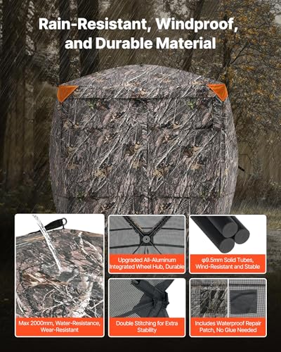 4-5 Person Hunting Blind with 270° View, Camouflage Concealed Shelter, Portable Ground Tent
