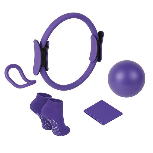 CoreHarmony Home Pilates Workout Set for Women, Magic Circle Ring with Mini Ball, Stretch Loop Band, Workout Towel and Grip Socks, Valentine’s Day Gift for Her