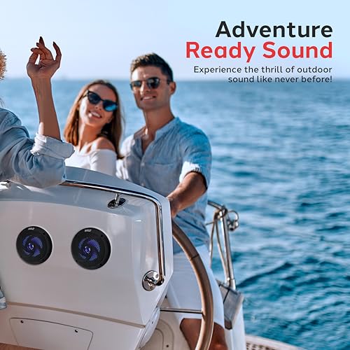 Marine Waterproof 6.5-Inch Wakeboard Tower Speakers with LED Lights - 240W Stereo System, Black