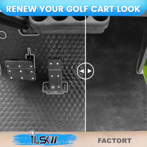 iLSKW Golf Cart Floor Mat for EZGO TXT 1994-Up with Gray Trim, 3/10" Rubber