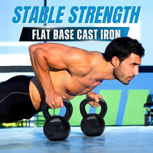 Yes4All Cast Iron Kettlebell 60 lbs Black - Solid One-Piece Design for Strength Training