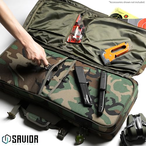 Double Rifle and Pistol Gun Case with Lockable Compartments & Padded Shoulder Strap