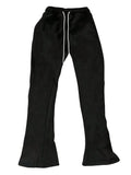 SHENHE Men's Flare Stacked Sweatpants Baggy Drawstring Waist Streetwear Bell Bottom Sweats Pants with Pocket Black XX-Large