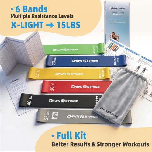 6 Resistance Loop Bands Set Up to 55LBS for Strength & PT Training