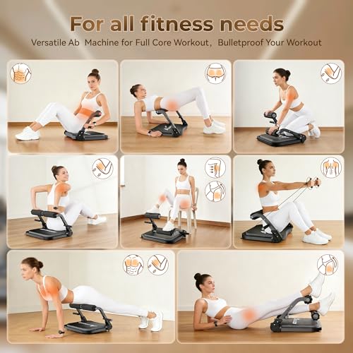Leyeve Ab Machine with 3 Resistance Levels & Removable Handles - Black Grey