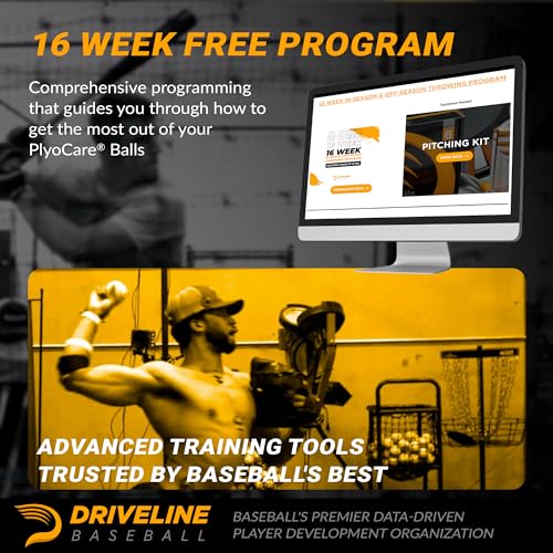 Driveline Baseball PlyoCare Balls Set of 6 Weighted Pitching Training Balls with 16-Week Program