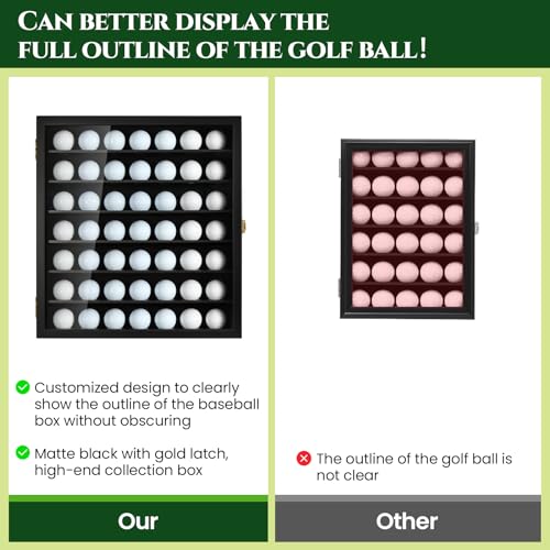 TJ.MOREE Black Wall Mount Golf Ball Display Case for 49 Balls