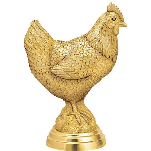 Personalized Chicken Trophy with Custom Engraving - 7.25" Gold Award with Black Base - Variation 1