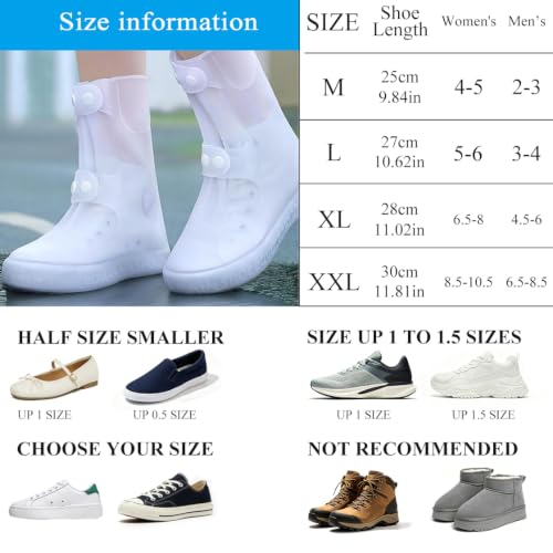Rain Boot Covers Waterproof Silicone Overshoes for Men Women XL White