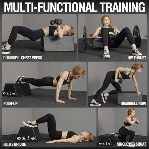 Mikolo Large Black Hip Thrust Bench for Glute & Core Strength Training, 700LB Capacity