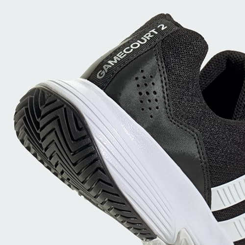 Adidas Mens Gamecourt 2.0 Tennis Sneakers - Black White Silver 9.5
