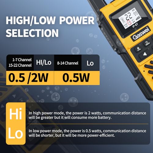 Gaswei G1pro Walkie Talkies 6 Pack Long Range Waterproof 22 Channels IP67