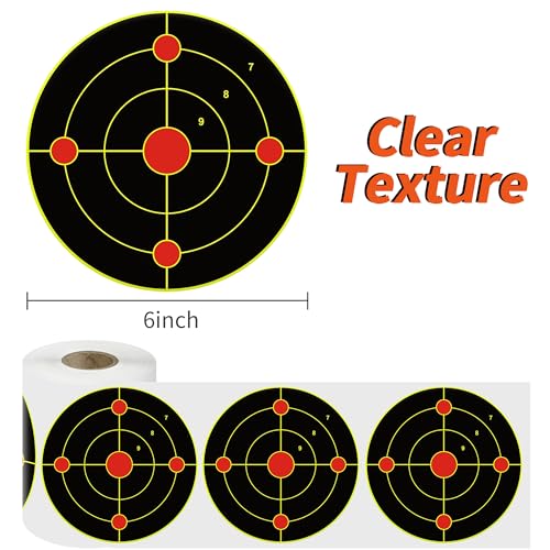 6-Inch Yellow Circle Shooting Targets - 100 Self-Adhesive Paper Stickers for Range