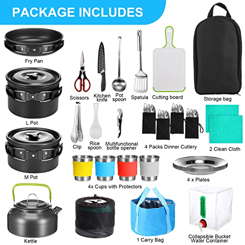 42-Piece Camping Cookware Set for 1-4 People with Pots Pans & Utensils