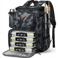 Fishing Backpack with 4 Tackle Boxes and Insulated Cooler - Camouflage