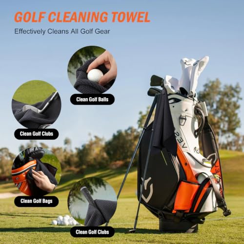 Magnetic Golf Towel with Clip - 23.6 x 15.7 Inch Large Microfiber Towels - Black - Variation of THIS listing