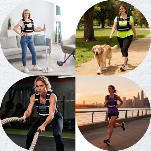 Black Adjustable Weighted Vest for Women, 6-12lb U-Shaped Fitness Vest