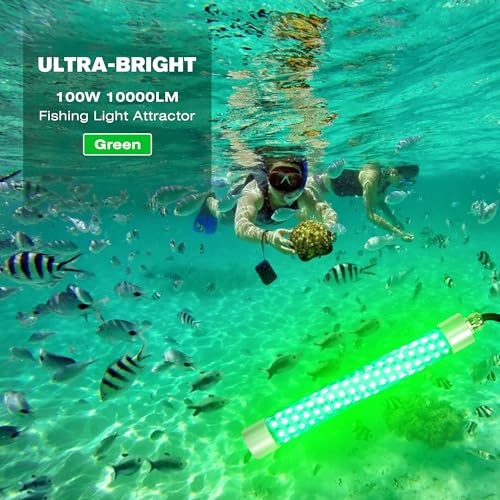 XXK 16.4FT F2 Underwater Green Fishing Light 100W for Dock & Deep Water Fishing
