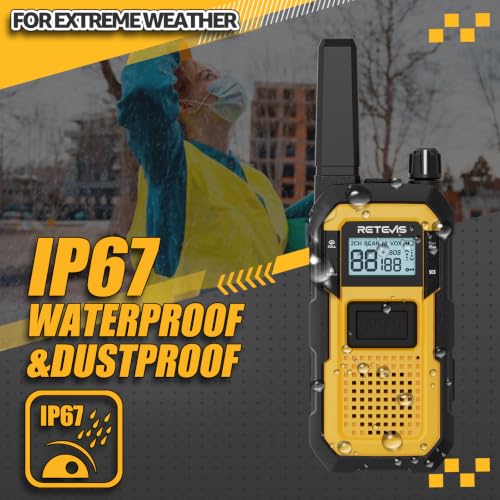 Retevis RB48 FRS Long Range Walkie Talkies MIL-STD-810H, IP67 Waterproof, No Earpiece
