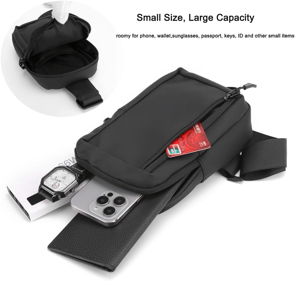Sireck Crossbody Bag - Trendy Black Sling Fanny Pack for Men & Women | Ideal for Workouts & Running