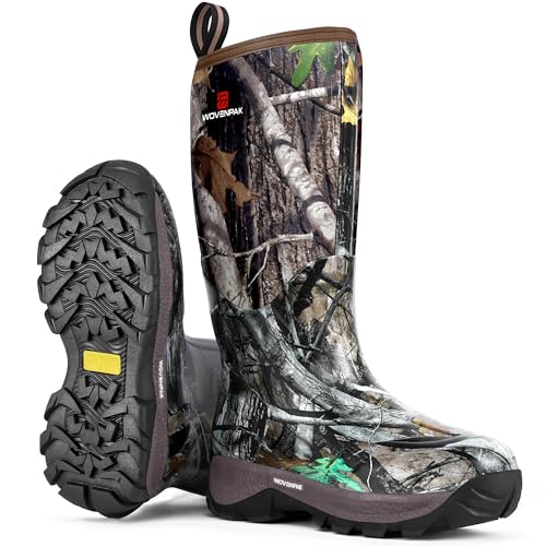 Women’s Waterproof Rubber Boots with Steel Shank - Camouflage G2 Full, Insulated, All Season, Size 6-11