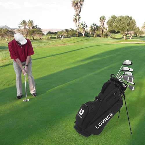 LOVACE 14-Way Golf Stand Bag - Black Lightweight Carry Bag for Men & Women