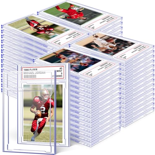 100 PCS Card Case Holder for Trading Cards Acrylic Slab Protectors with Label Slot - Homthy
